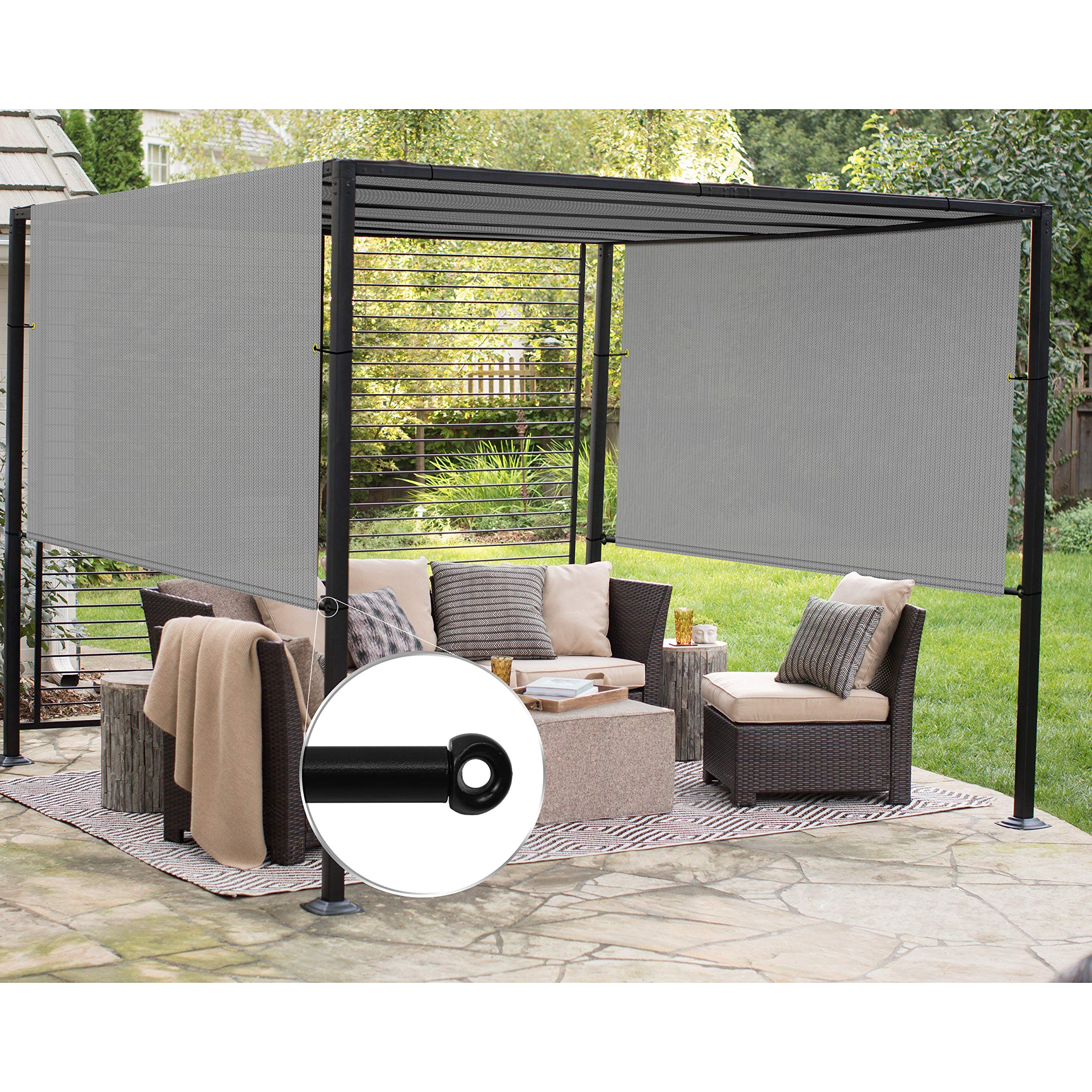 Patio Paradise 8' x 16' Pergola Canopy Replacement Cover Shade Cloth with Grommets Weighted Rods Outdoor Sun Shade Screen UV Block for Gazebo Backyard Deck Porch Balcony, Light Gray