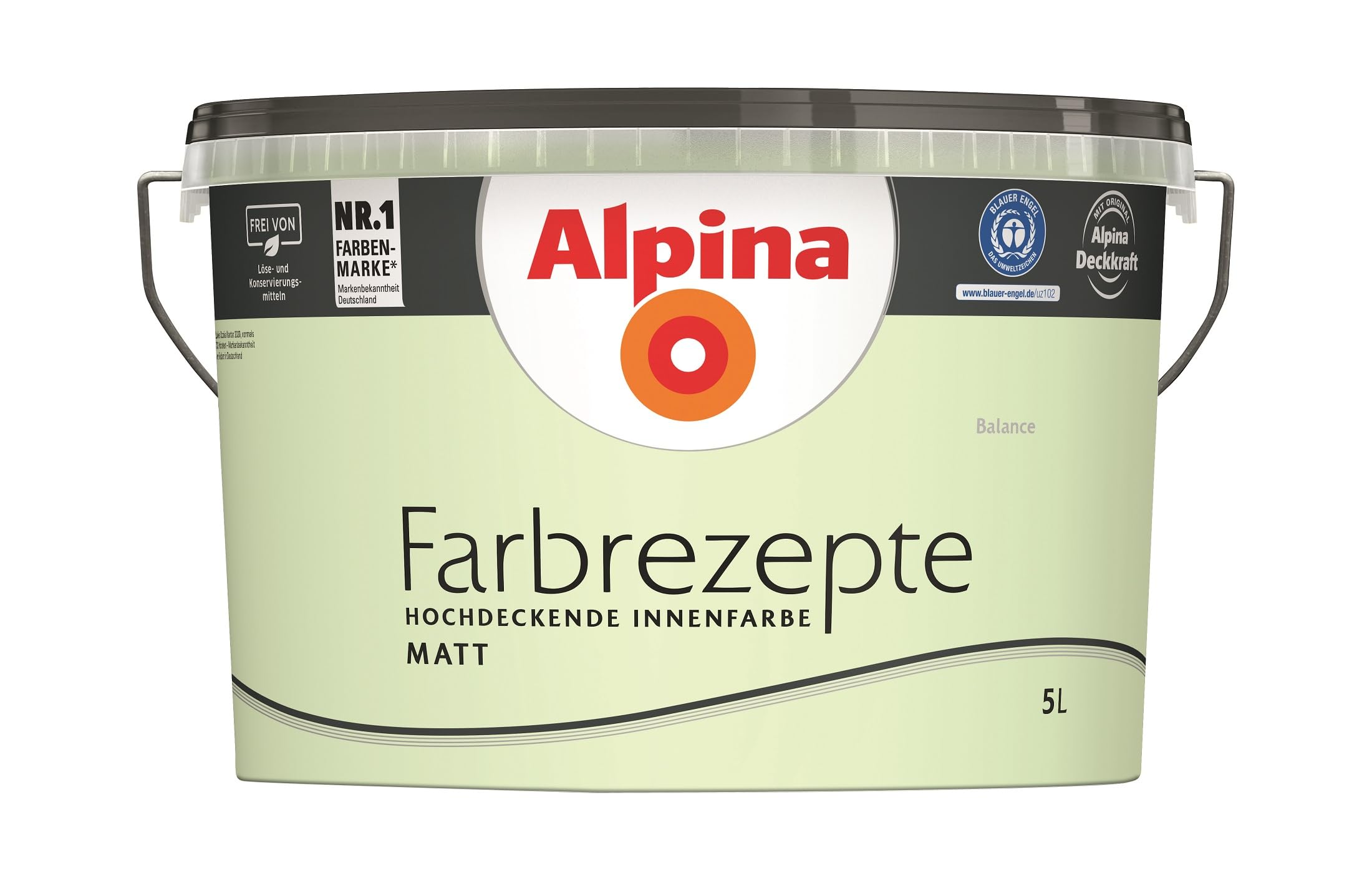 Alpina Wandfarbe 5 Liter – Wandfarbe, hochdeckende Matte Innenfarbe