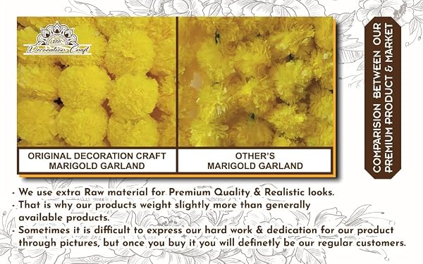 Decoration Craft 15Pc Marigold Garlands 4.5Ft Artificial Marigold Flower Strands Diwali Decoration Pooja Wedding Home & Indian Festival Décor Vibrant Floral Faux for Día de Muertos & Day of Dead by DECORATION CRAFT - Used condition - Image 3