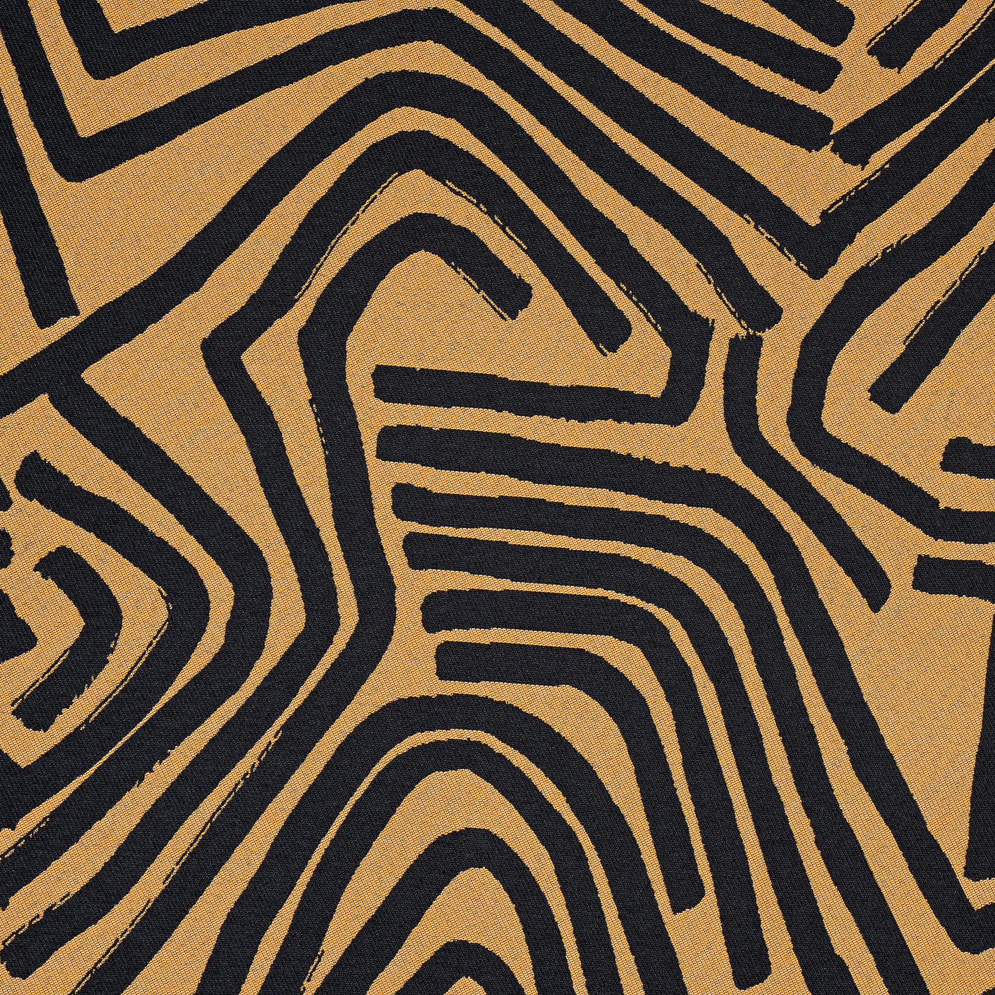 Linder - Rideau Tissus Upcyclé - Tissé et Teint en France - Style Ethnique - Finition Œillets Couleur Canon de Fusil - Coloris Jaune et Noir - Dimensions 140x260cm - Collection Nairobi