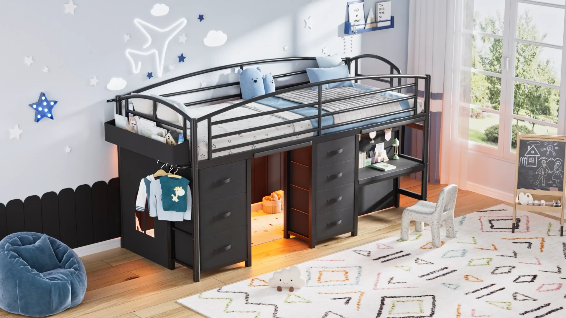 Amazon.com: Low Loft Bed Twin Size with 7 Storage Drawers, Desk