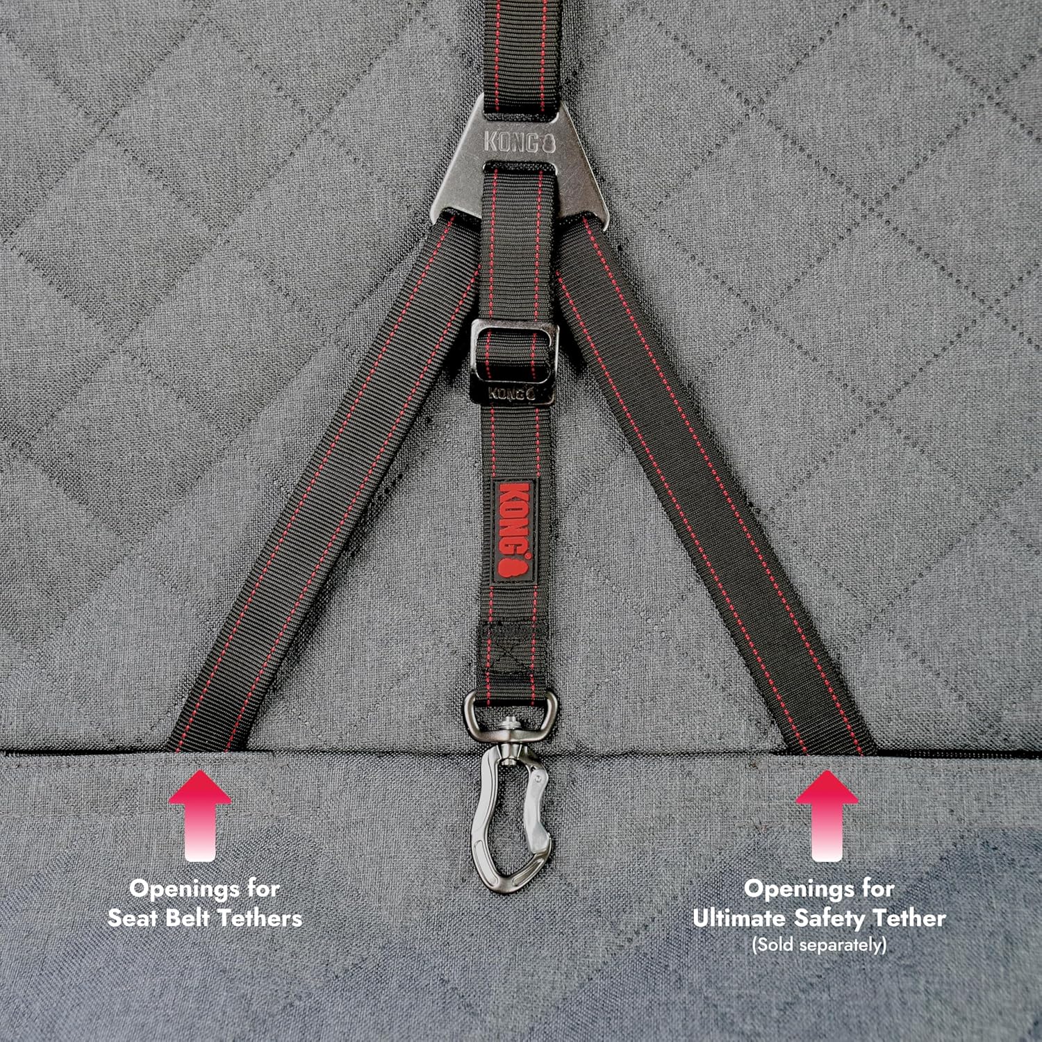 KONG Dog Car Seat Cover & Hammock 2-in-1 for Cars & SUV’s - Seat Protector Against Pet Fur & Dirt - Waterproof & Non-Slip with Mesh Visibility Window