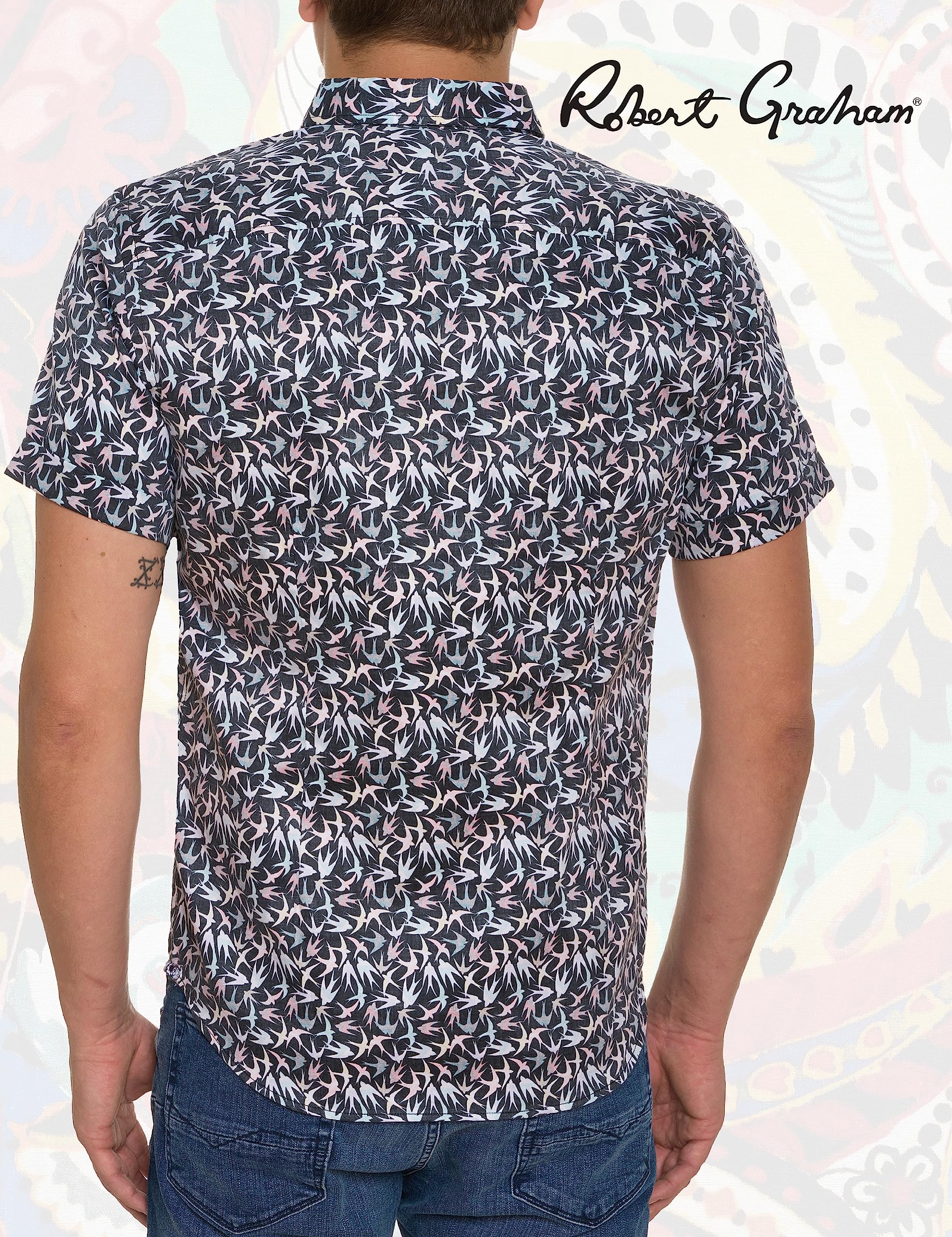 Robert Graham Herren S/S Woven Shirt Hemd mit Button-Down-Kragen