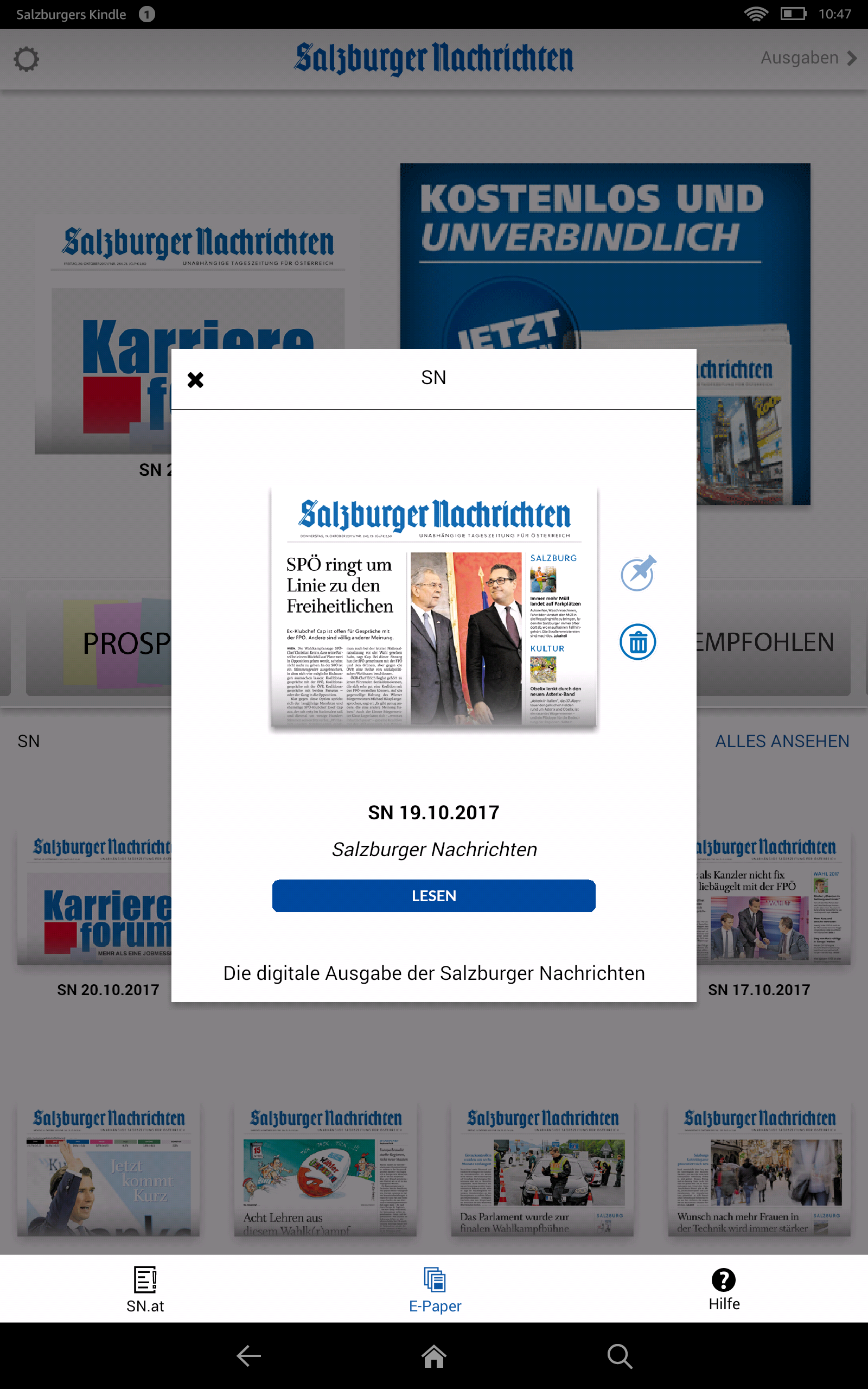 Salzburger Nachrichten-App im Amazon Appstore