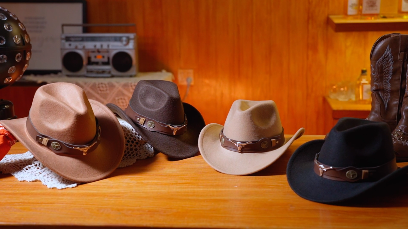 Panitay 4 Pcs Classic Western Cowboy Hat for Men Felt Wide 