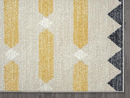 Miniatura 3 de Abani Alfombra de transición contemporánea de 7 pies 9 pulgadas x 10 pies 2 pulgadas (8 x 10 pies), no se desprende, color amarillo y crema