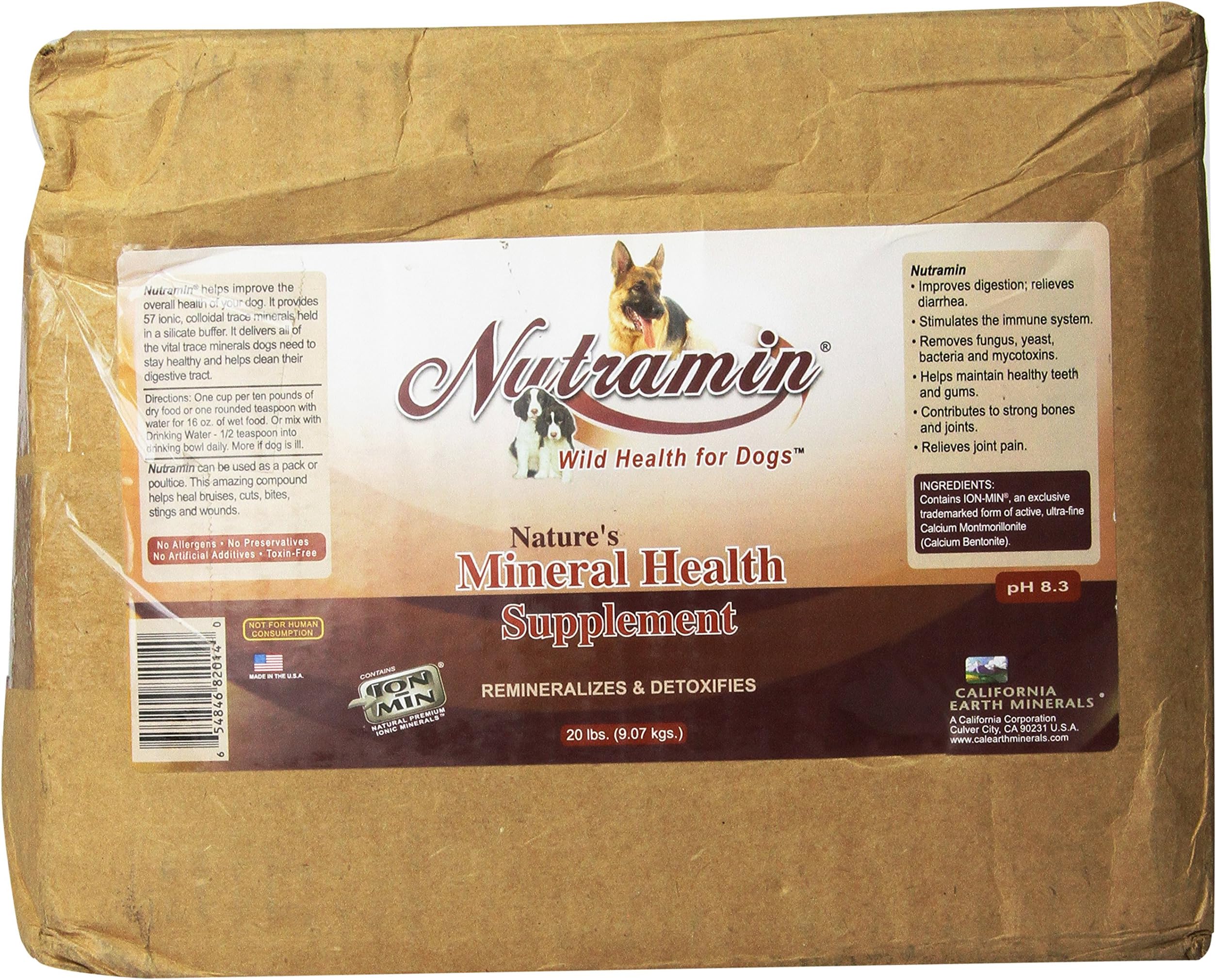 Nutramin Ion Charged Mineral Dog Supplement 20 lb Box
