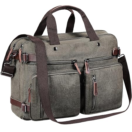 Mochilas Loewe Hombre | Mochila convertible en lona Verde Kaki - LAVIEJACASA