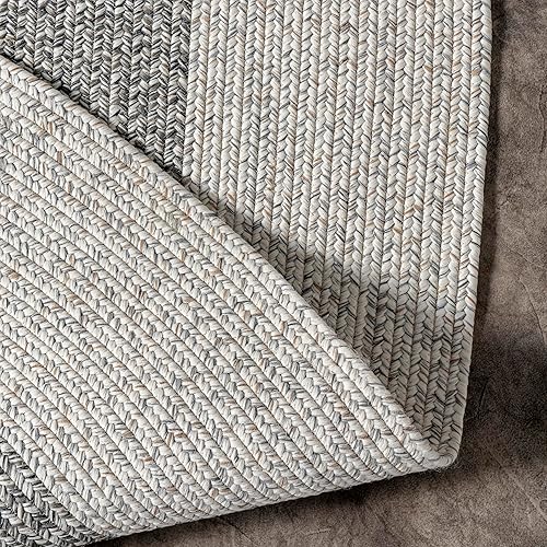 Miniatura 4 de nuLOOM Oralia alfombra trenzada para interiores y exteriores, 5 pies x 8 pies, ovalada, color gris