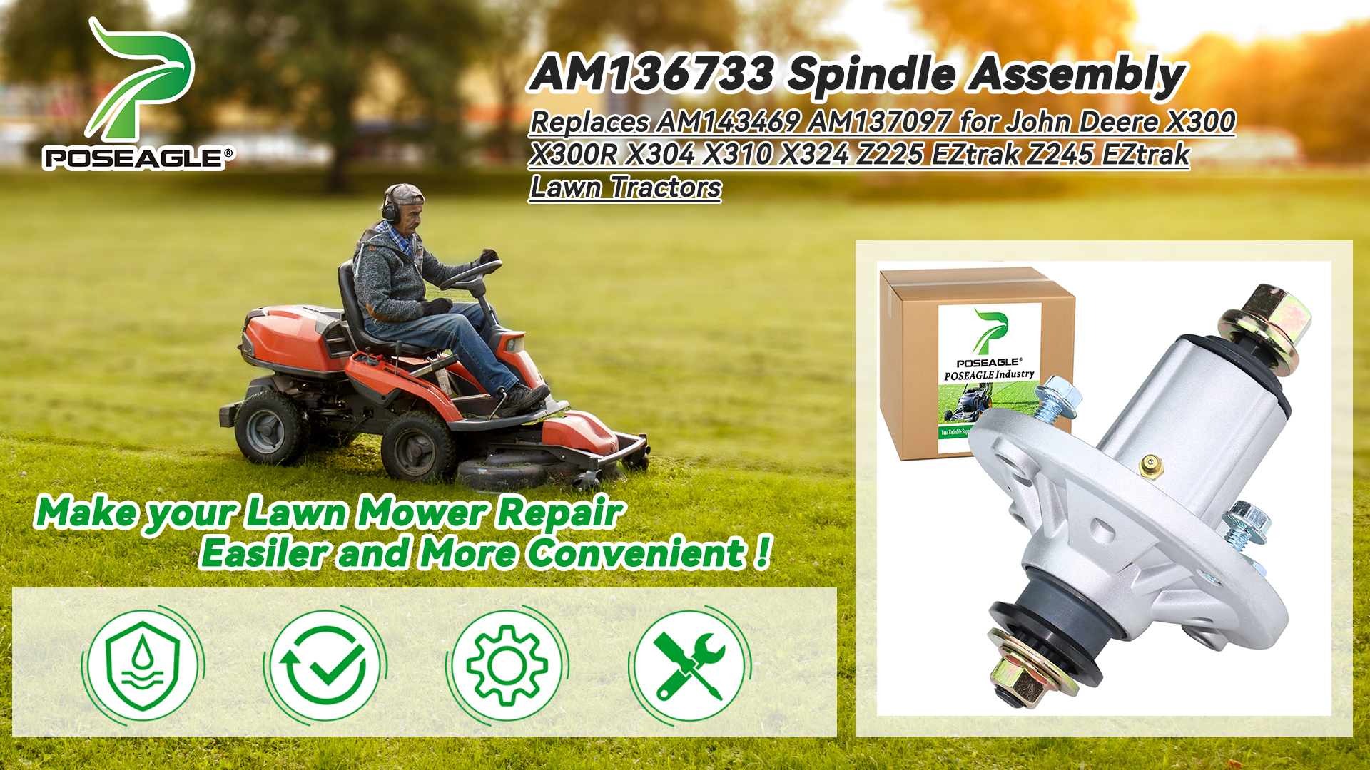 Amazon.com : POSEAGLE AM136733 Spindle Assembly for John Deere