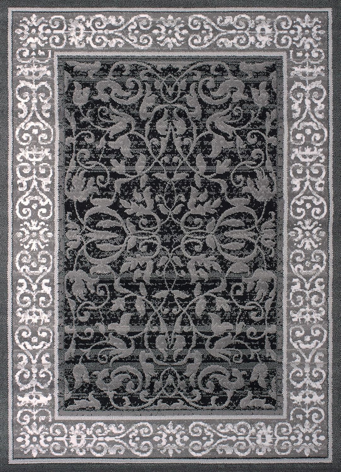 United Weavers Dallas Baroness Floor Rug - Grey, 2x3, Modern Indoor Area Rug with Bordered Pattern, Jute Backing