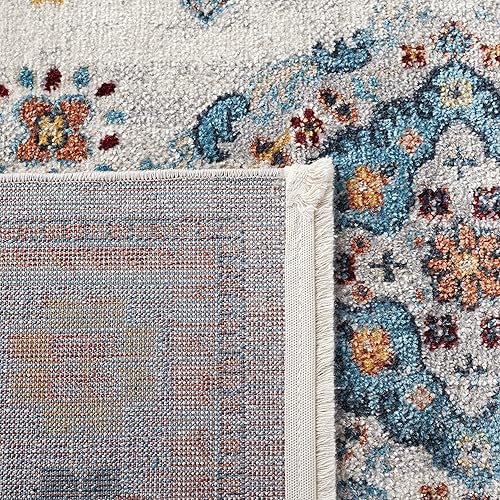 Miniatura 7 de Safavieh Bayside Collection - Alfombra de área de 5.3 x 7.6 pies, color gris y azul, diseño tradicional oriental, no desprende pelusa y de fácil