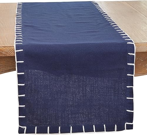 Miniatura 7 de Saro Lifestyle Classic Charm - Camino de mesa grueso con puntada de látigo, negro, 16 x 72 pulgadas