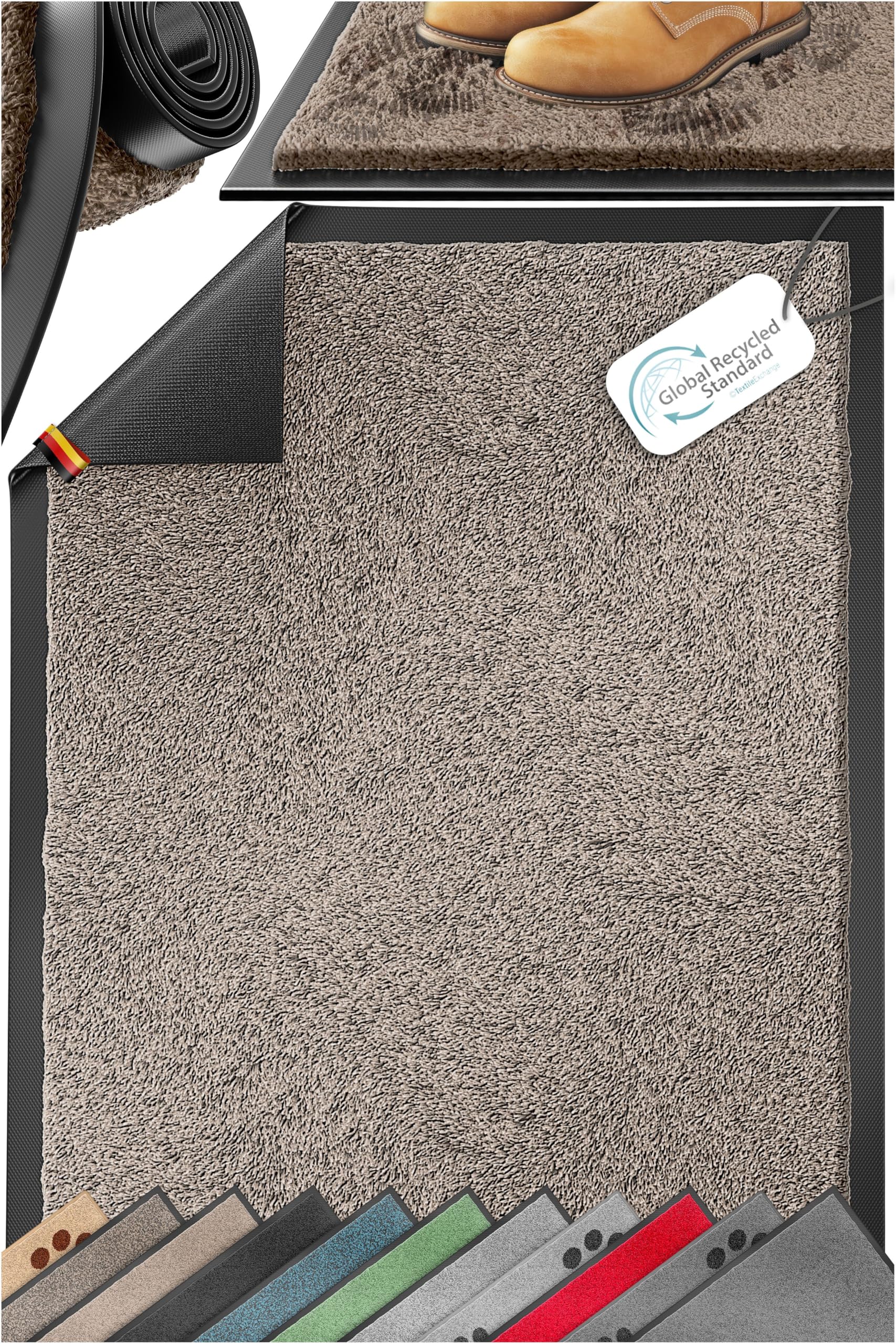 KESSER Schmutzfangmatte, Profi Fußmatte in vielen Größen, Türmatte, Teppich, Fußabtreter & Fußabstreifer, rutschfest, wetterfest, maschinenwaschbar, Haustür & Wohnungseingang,Taupe 60x90cm