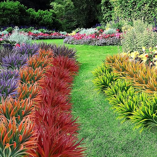 Miniatura 6 de AUMVEYI 12 plantas artificiales para exteriores, resistentes a los rayos UV, plantas de hierba alta falsas, flores sintéticas a granel, decoración
