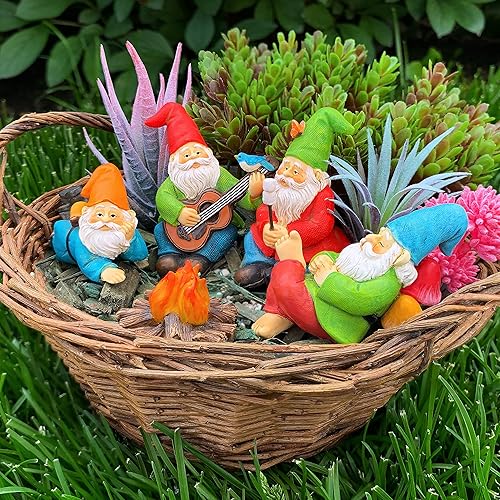 Miniatura 2 de Mood Lab Gnomos de jardín en miniatura  Kit de gnomos de camping de 5 piezas  Juego de figuras y accesorios  Decoración para exteriores o casa