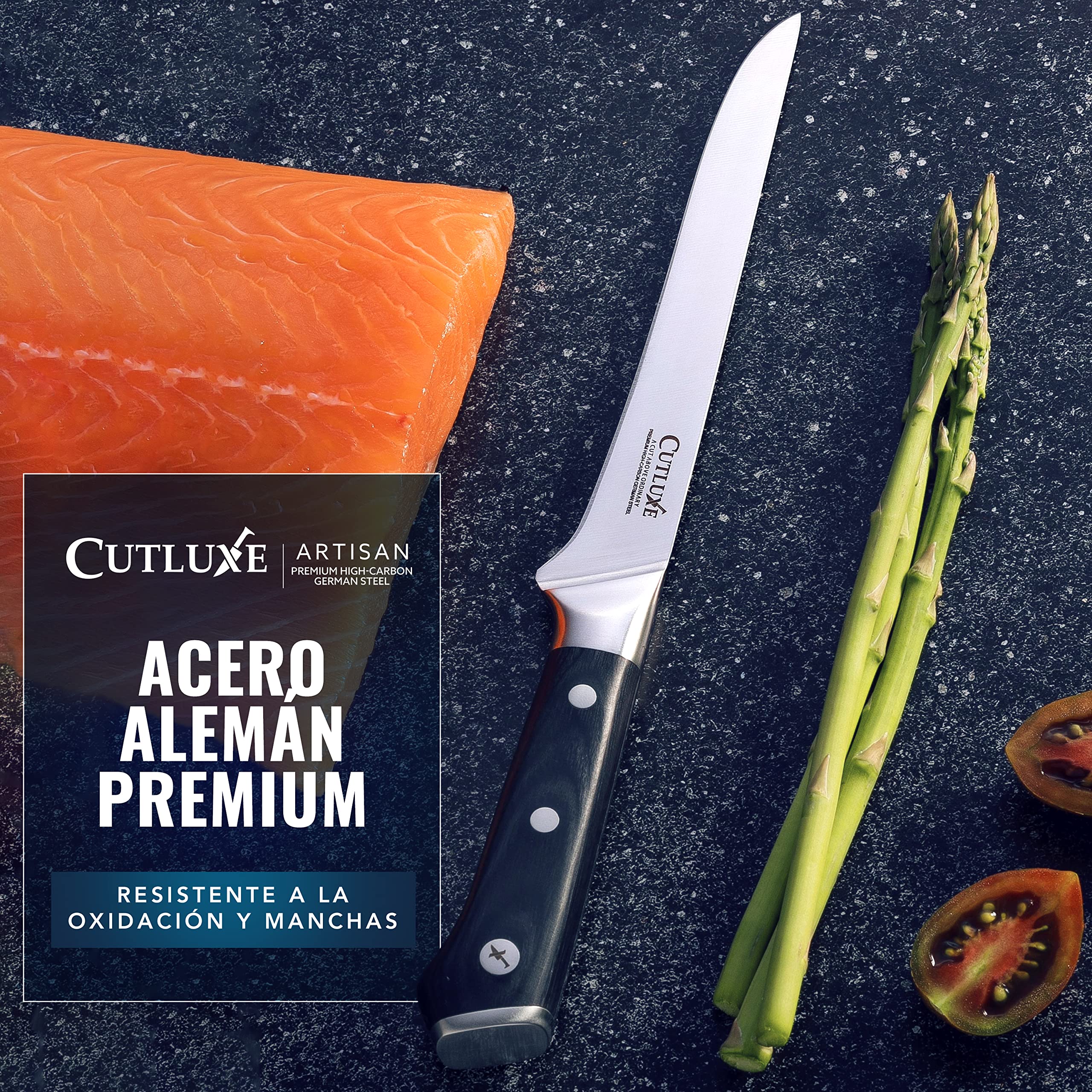 Cutluxe Cuchillo Fileteador y Deshuesar 15cm Acero Alemán Alto Carbono Serie Artesano