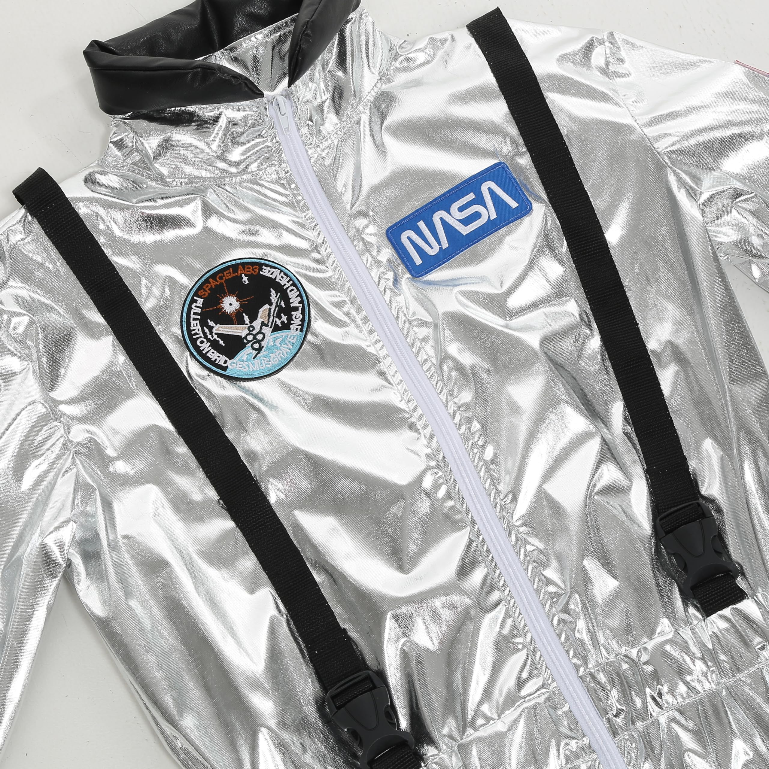maxToonrain Adult Astronaut Costume Women Space Jumpsuit Spaceman Scientist Themed Party Fancy Dress for Halloween World Book Day (Silver - Image 3