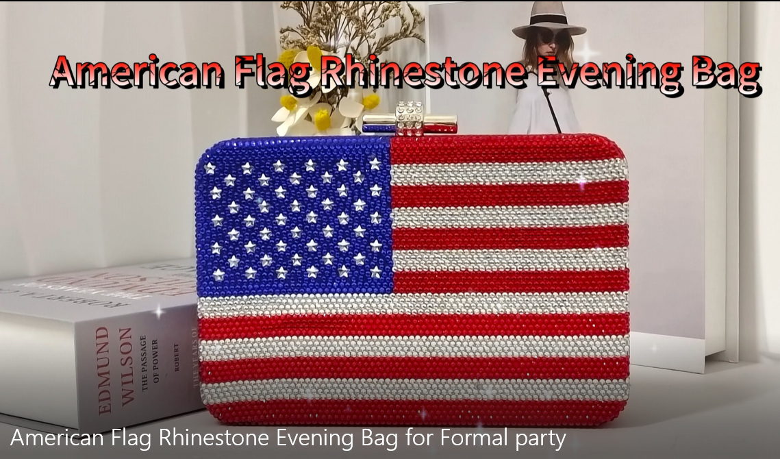 HUANG ZHUANG American Flag Rhinestone Bag Stars and Stripes