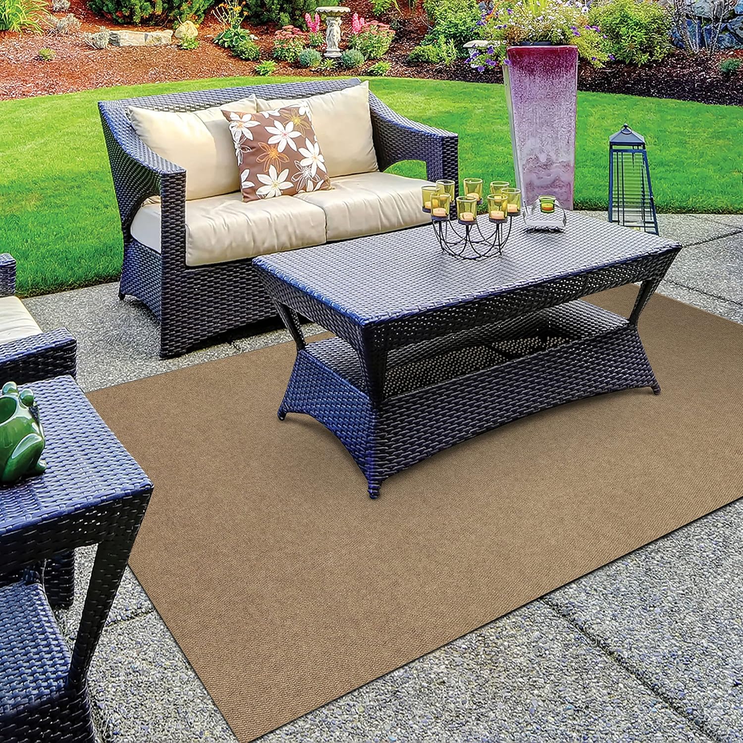 Mohawk Home Ribbed Needlepunch Casual Solid Tan 6' x 8