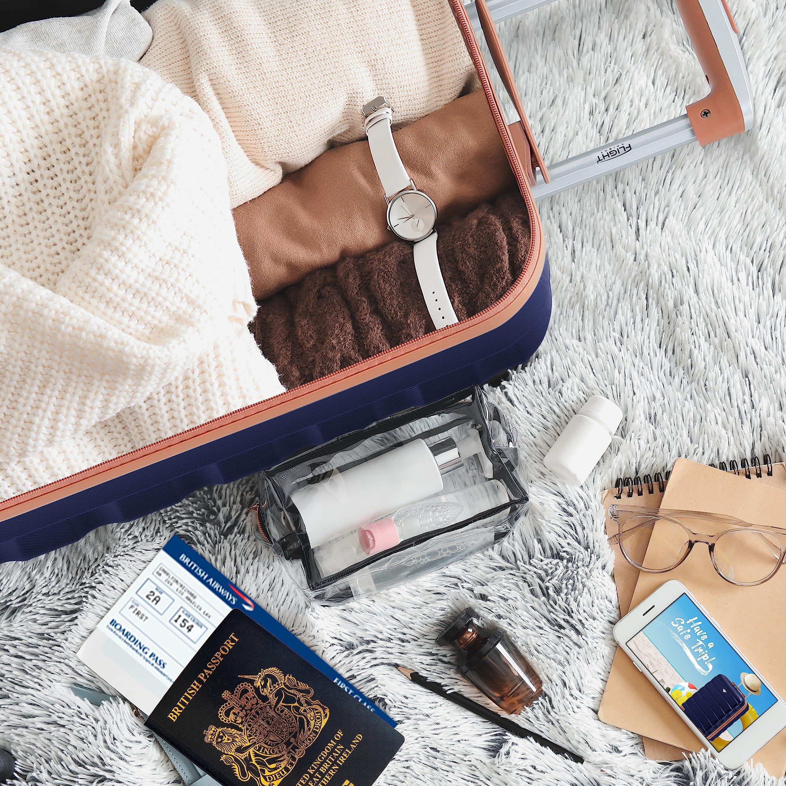 Flight Knight 55x40x20 Ryanair Priority Cabin Suitcase, Also for EasyJet, Jet2, Lightweight,ABS Hard Shell, Durable 4-Wheel Cabin Case, Carry-On Size 10kg Hand Luggage, Travel Bag- 55 x 40 x 20
