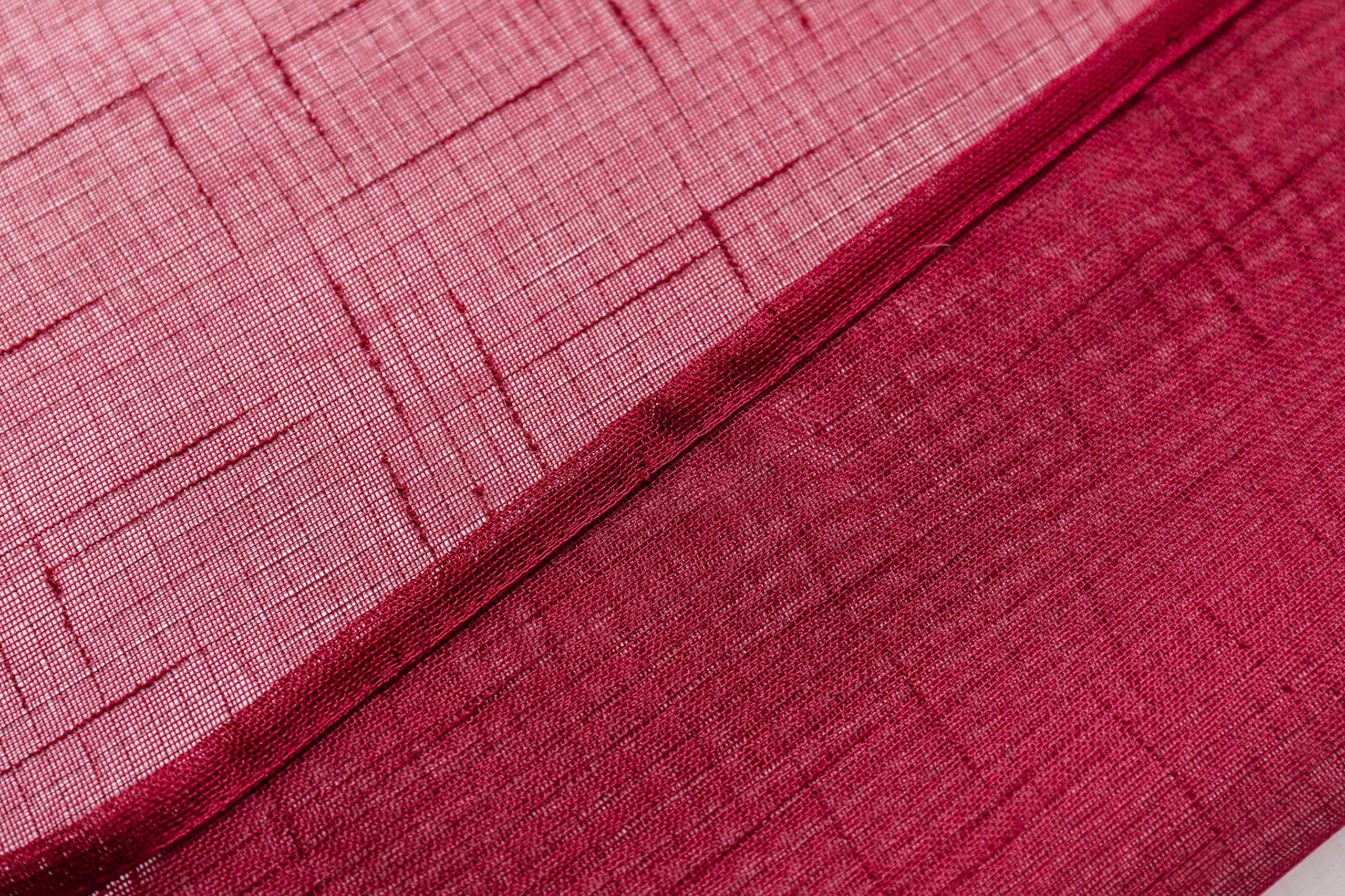 GIRASOLE 1 Paar Gardinen Vorhänge aus transparentem Voile in Leinenoptik, für Wohnzimmer, Schlafzimmer, Balkon und Fenster im Innenbereich, 2 Vorhänge mit Ösen (rot, 140 x 290 cm)