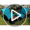 Image of BRISHI Garden Patio Seating Chair and Table Set Outdoor Balcony Garden Coffee Table Set Furniture with 1 Table and 2 Chairs Set with Cushion Braid & Rope (Grey /Blue)