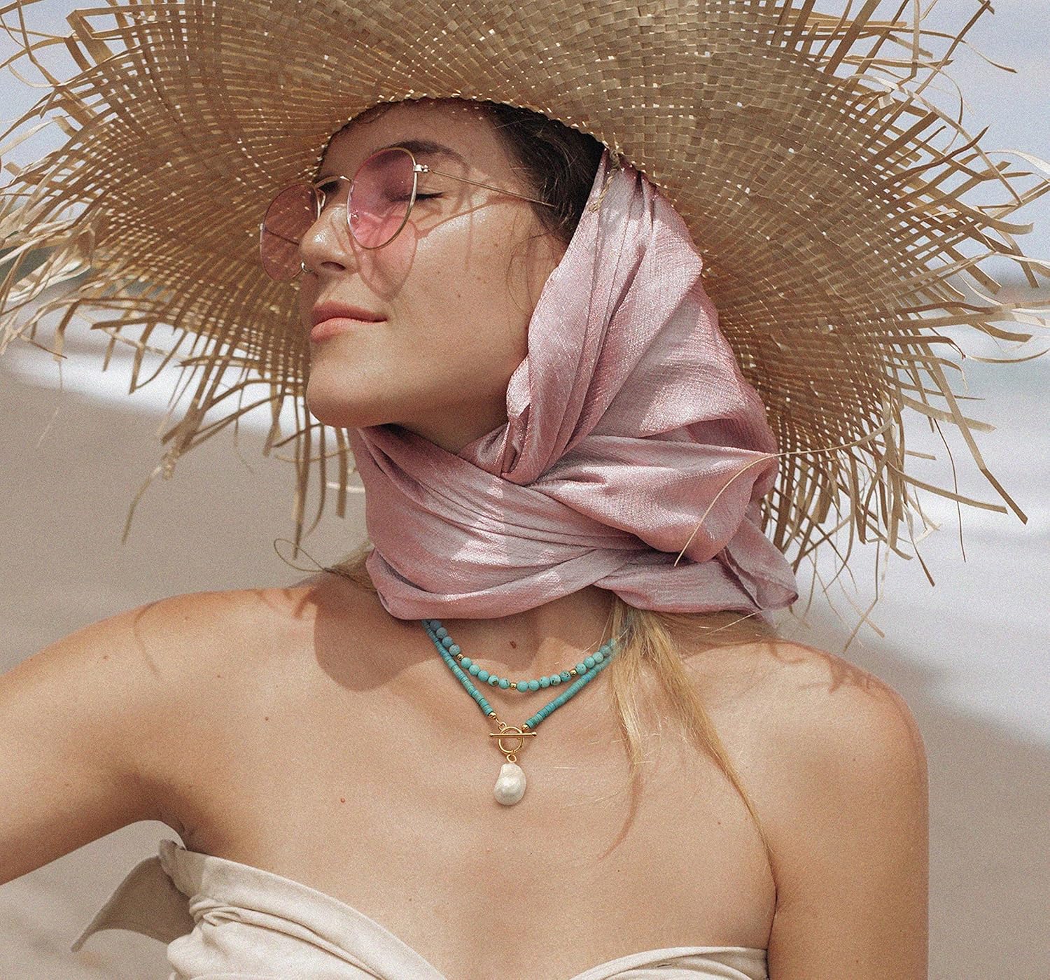 Aobei Pearl Gemstone Beaded Choker Necklace for Women Boho Turquoise/Cultured Freshwater Pearls/Garnet/Amazonite Jewelry - Image 3