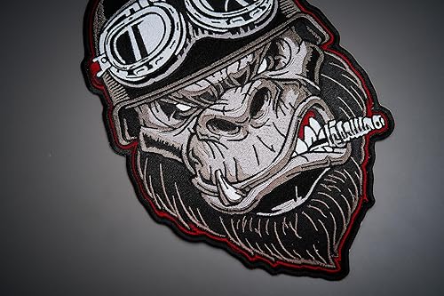 Miniatura 3 de Gorilla Pista - Parche bordado en la espalda grande para chaleco para coser con plancha, multicolor