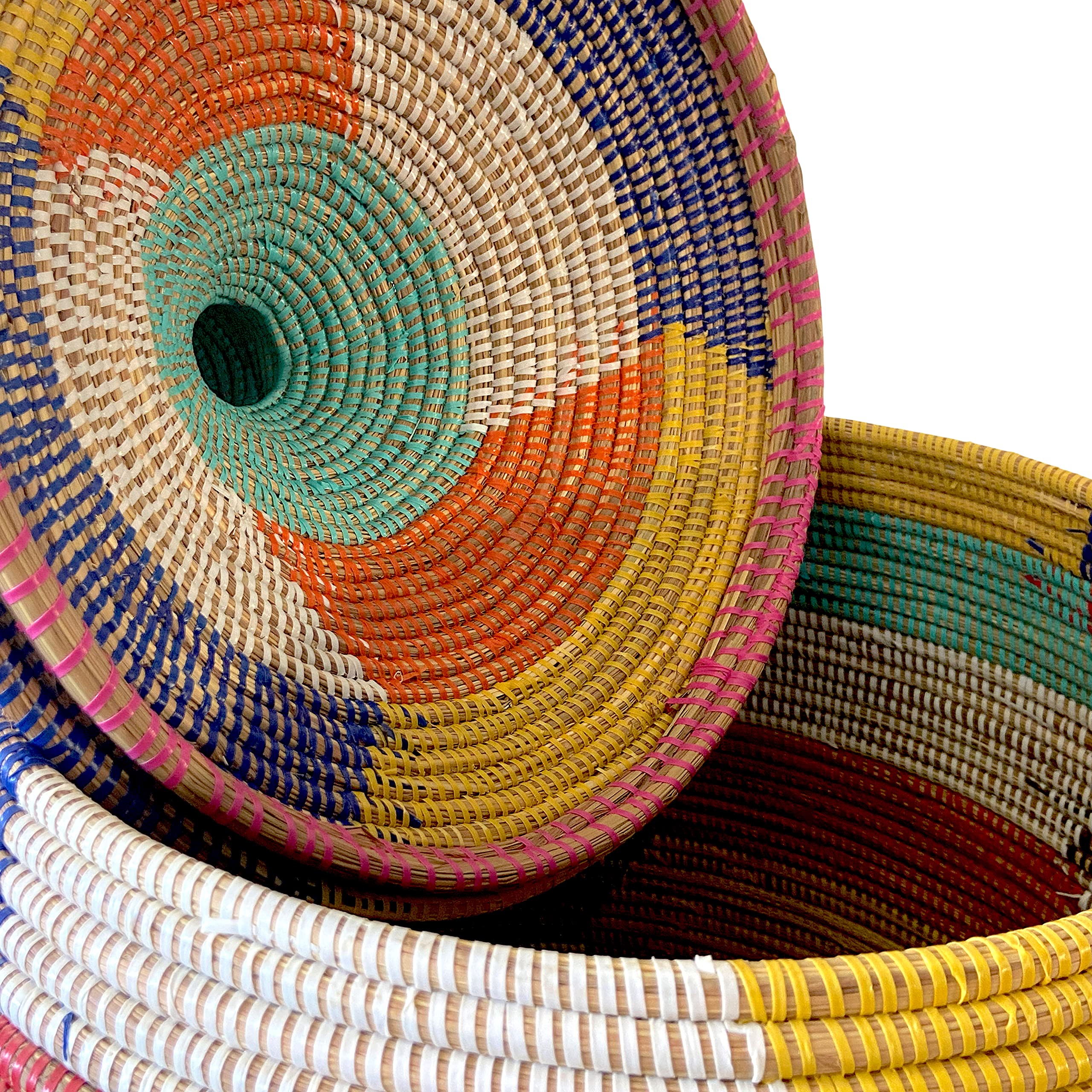 Wäschekorb Afrika - L/XL/XXL - Das Original aus dem Senegal - Zick Zack Bunt - Afrikanischer Flechtkorb mit Deckel - Großer Fair Trade Korb für Bade- / Wohn- & Kinderzimmer - Dekokorb (XXL)