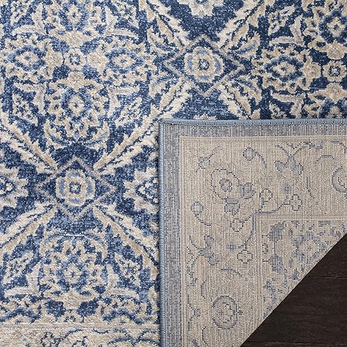 Miniatura 4 de SAFAVIEH Brentwood Collection - Alfombra de área de 9 x 12 pies, color azul marino y crema, diseño oriental tradicional, no desprende pelusa y de
