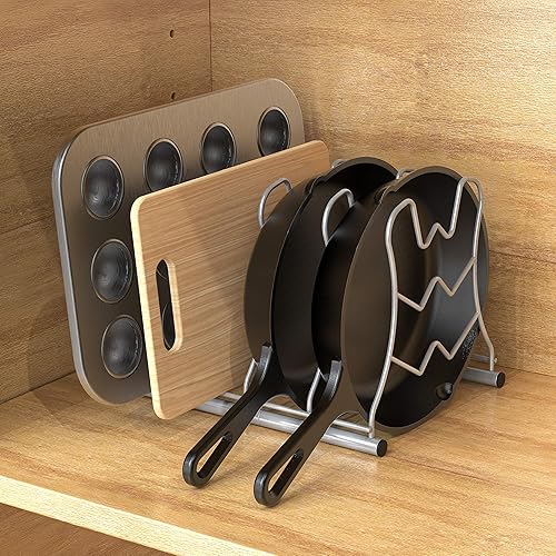 Miniatura 5 de Deco Brothers Pan Organizer Rack for Kitchen Cabinet and Counter, Silver