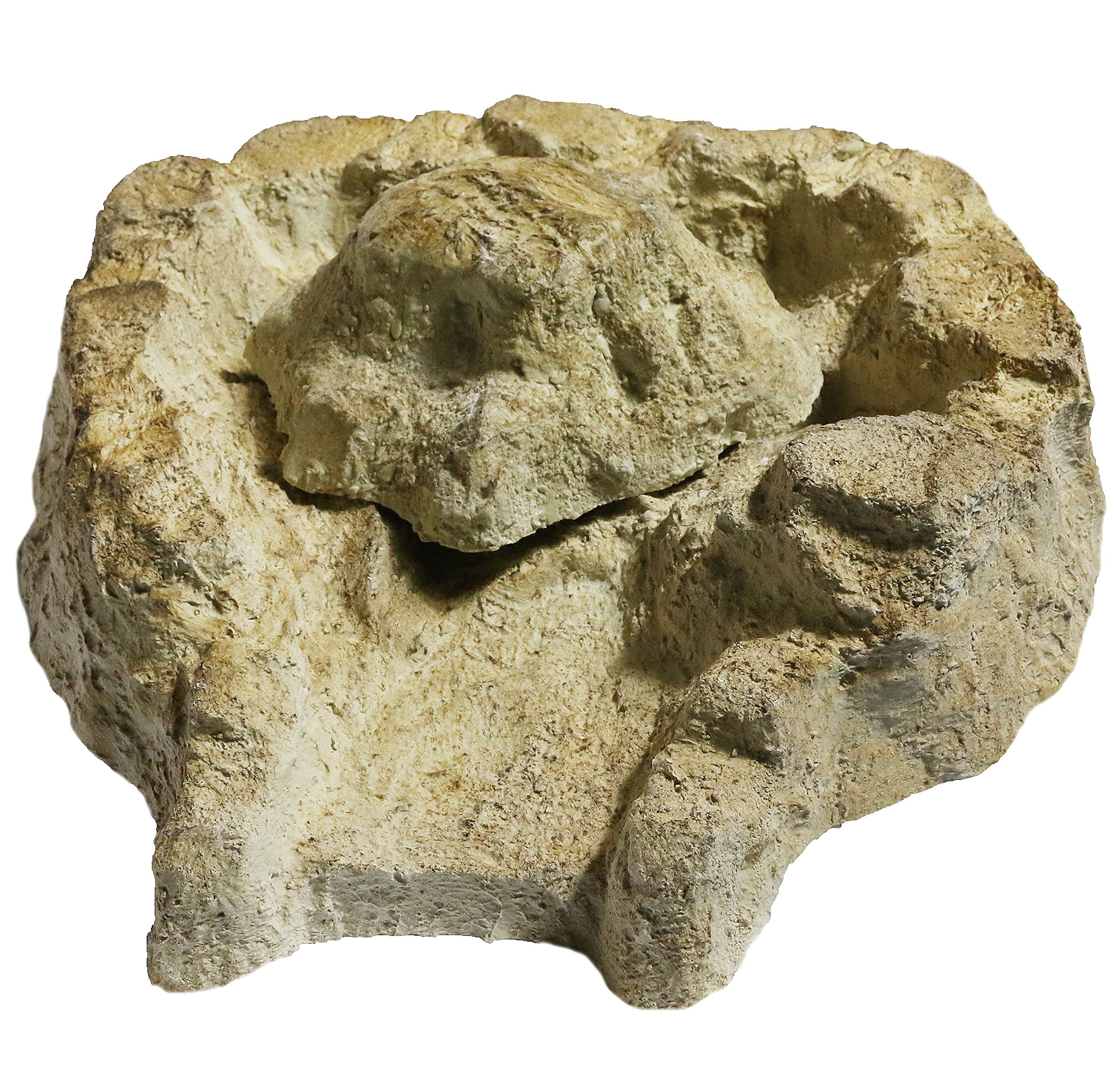 Fontane a Cascata Bacino con Sorgente Fulda Sorgente con Protezione antispruzzi Roccia, Beige/Marrone 42 x 41x 9 cm