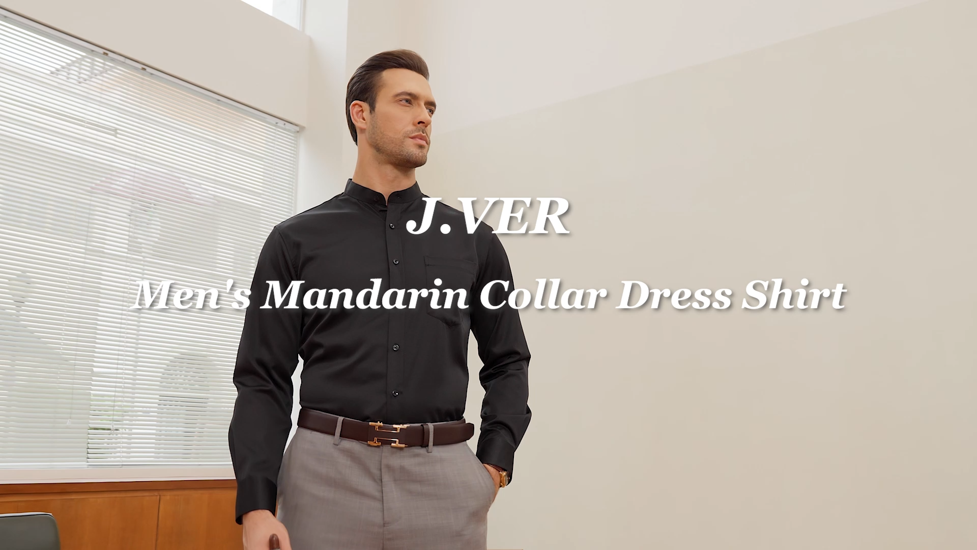 Amazon.com: J.VER Men's Banded Collar Dress Shirt Mandarin Long