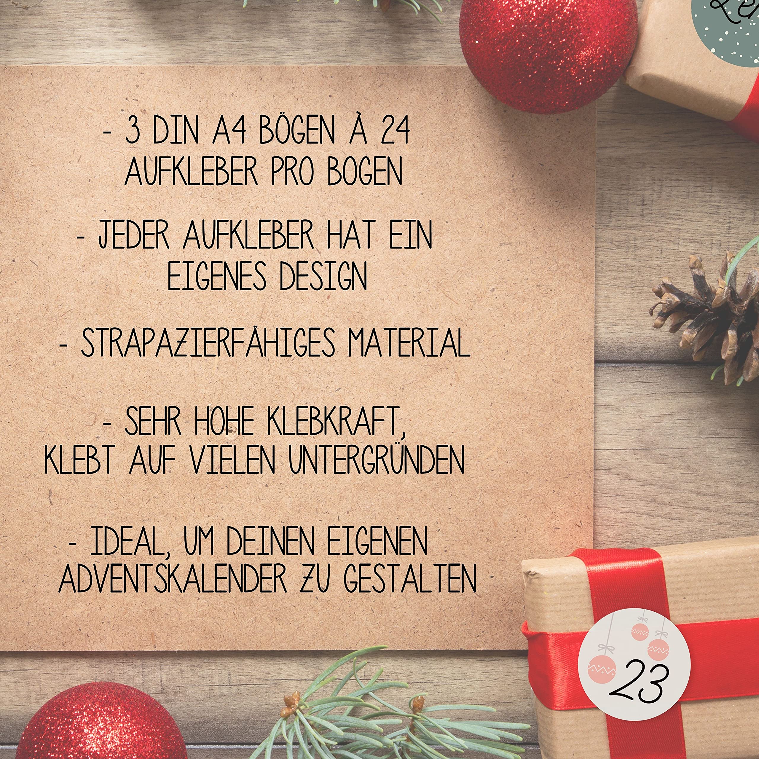 Itenga Adventskalender Zahlenaufkleber 1-24 – Grau-schwarze Hochglanz-Sticker Für Deine DIY-Weihnachtskalender