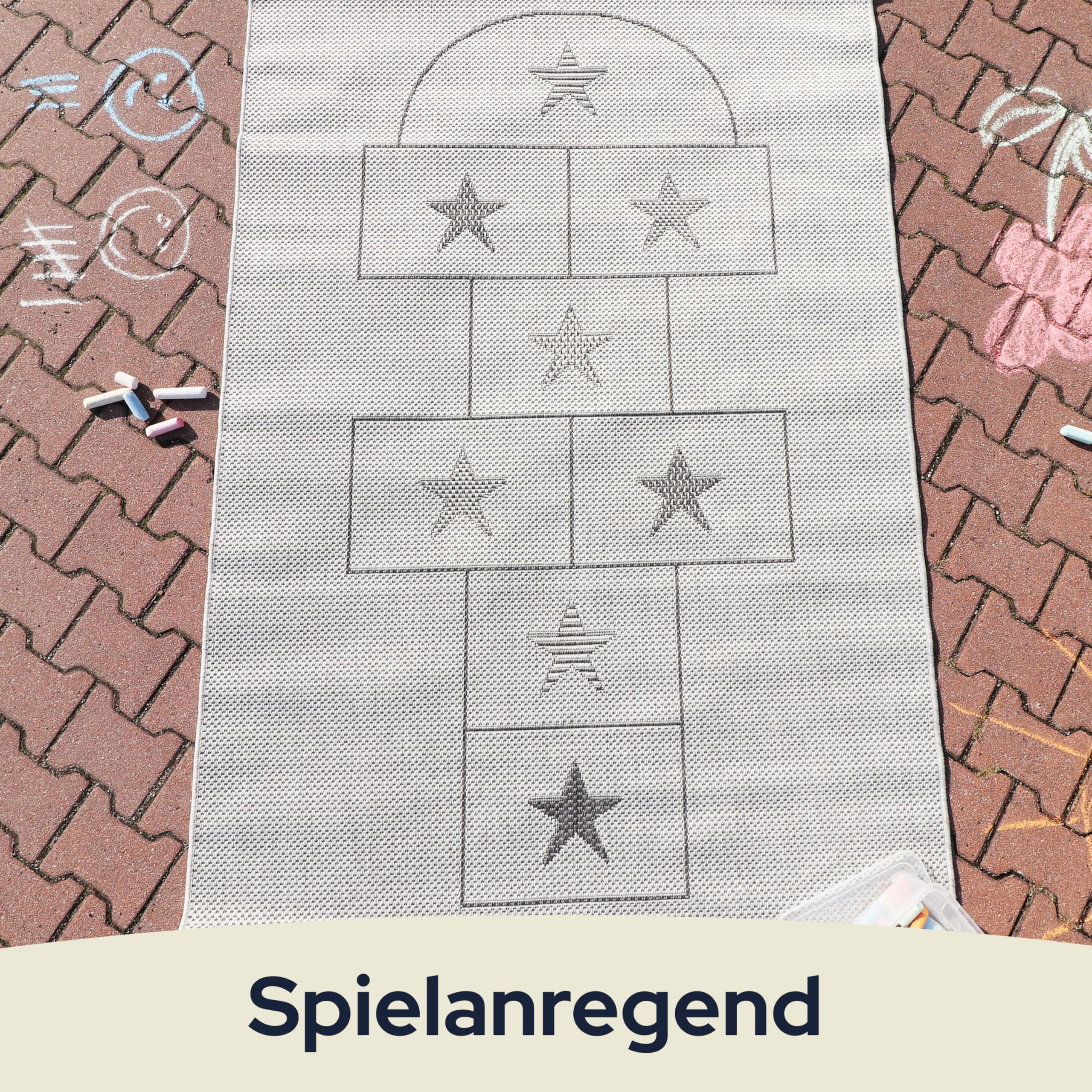 Primaflor Kinderteppich CABANE mit Hüpfkasten-Design - Interaktiver Teppich für Kinder 135 x 190 cm - pflegeleichter in Sisaloptik