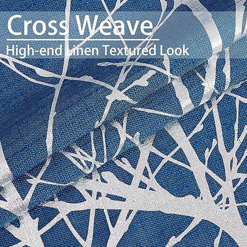 Miniatura 5 de FMFUNCTEX Cortinas traslúcidas con ramas plateadas para sala de estar, 96 pulgadas de largo, paneles de cortina de árbol con estampado metálico con