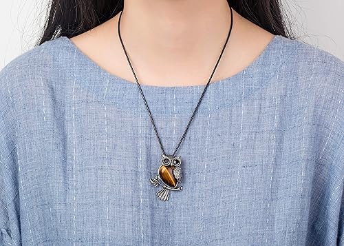 Miniatura 3 de Softones Collar de búho, collar de cristales curativos para mujeres y hombres, collar de piedras preciosas de energía espiritual de reiki, juego de