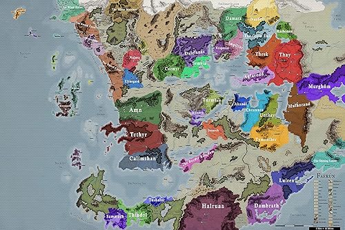 Palmetto Posters Póster 24x36 Calabozos y dragones, mapa de Faerun Poster