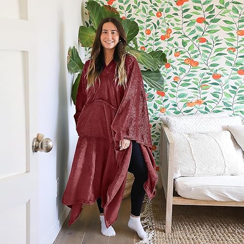 Miniatura 3 de Manta tipo poncho súper suave y cómoda de felpa, regalo para adultos, mujeres, hombres y niños, para interiores y exteriores, 55 x 80 pulgadas,