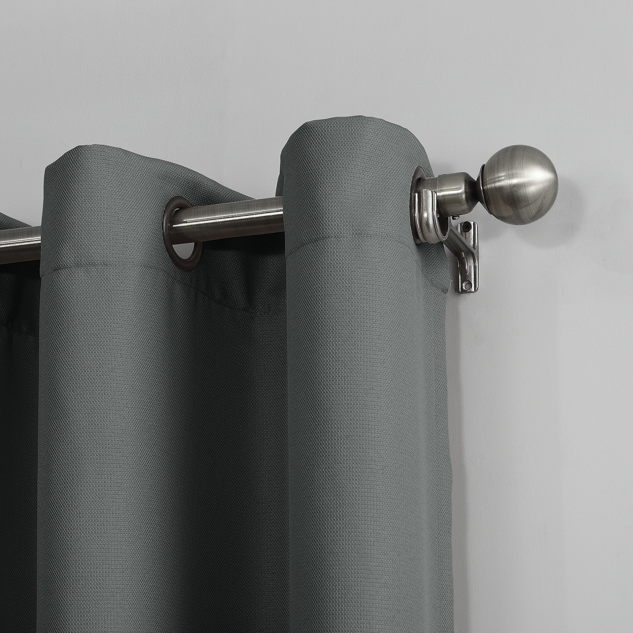 No. 918 Montego 2-Pack Casual Textured Semi-Sheer Grommet Curtain Panel Pair, 48" x 95", Charcoal, Charcoal Gray - Image 2