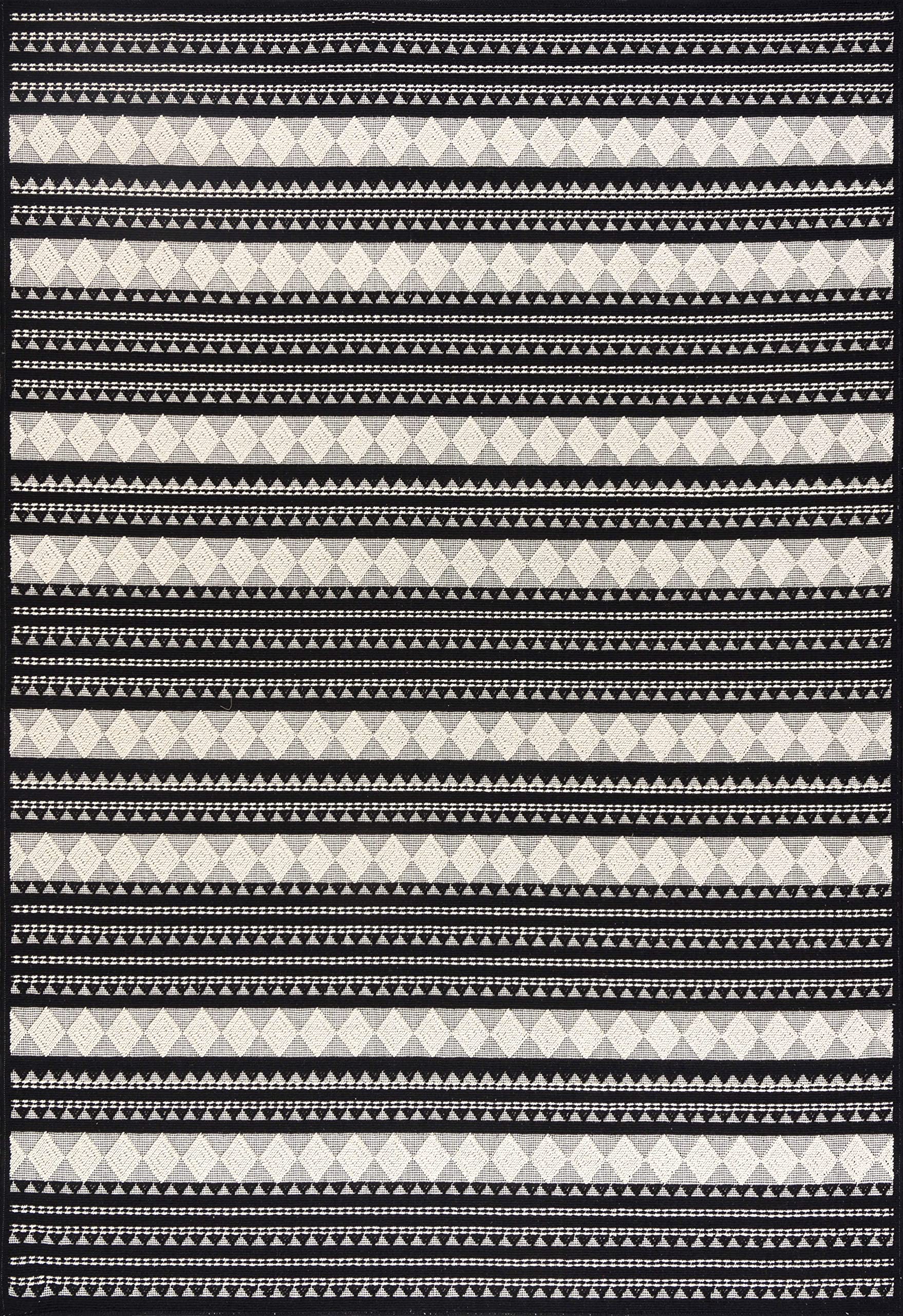 NETLINE HOME Machine Washable Area Rugs For Kitchen, Bedroom, Dining Room and Living Room | Kid Pet Friendly Rug | 100% Cotton | Low Pile | Non Slip (BLACK R, 160X230 CM)