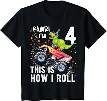 Monster truck 4th birthday shirt Clearance