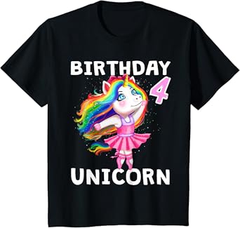 Unicorn birthday shirt 4 Clearance