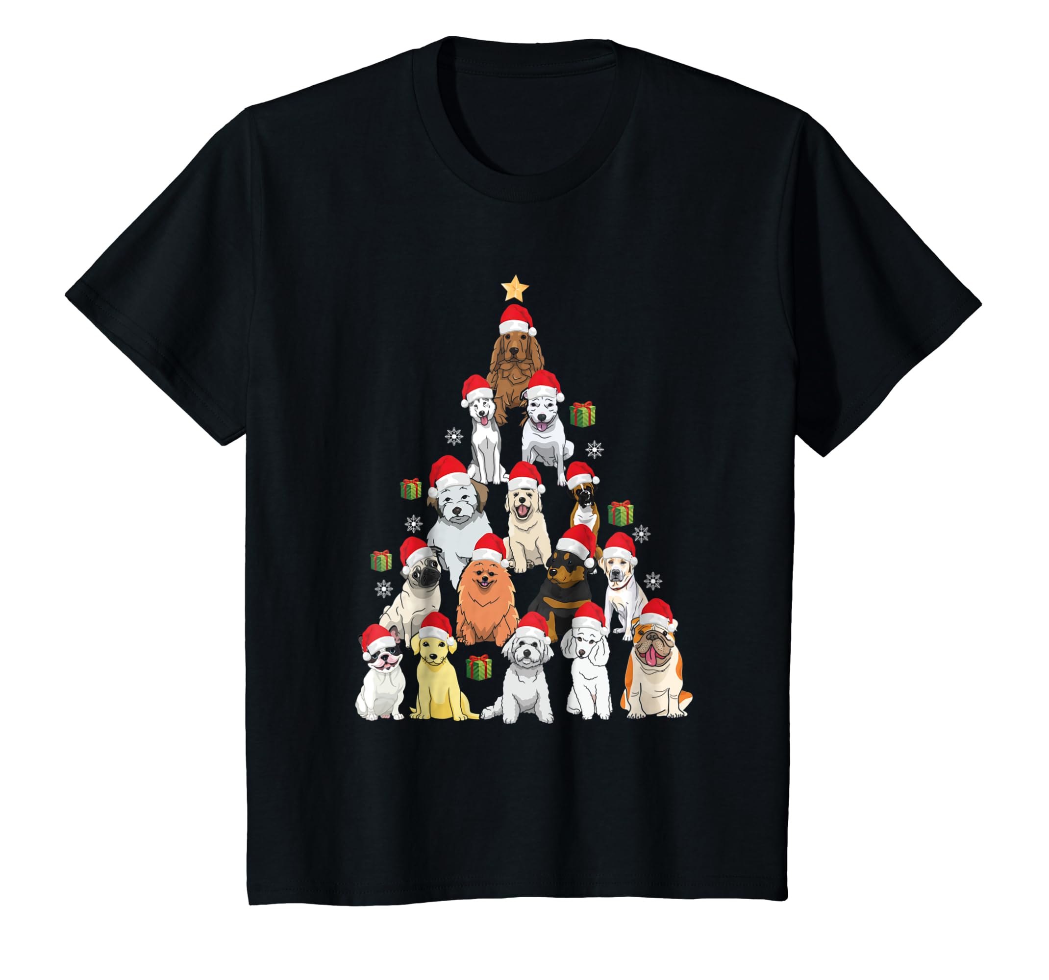 Santa Hat Dog Christmas Tree Funny Christmas Tshirt Gifts Teechatpro