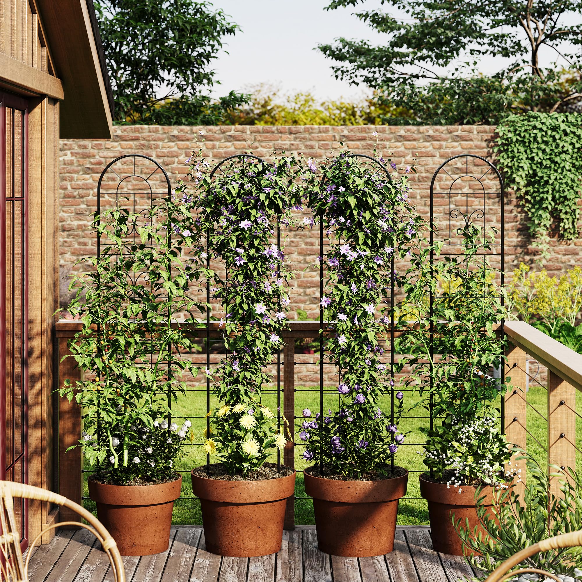 2er-Pack Metall-Rankgitter 140x30 cm, Rosenrankgitter Aus Beschichtetem Metall, Gartenstützrahmen Für Kletterpflanzen, Rosen, Clematis Und Blumen