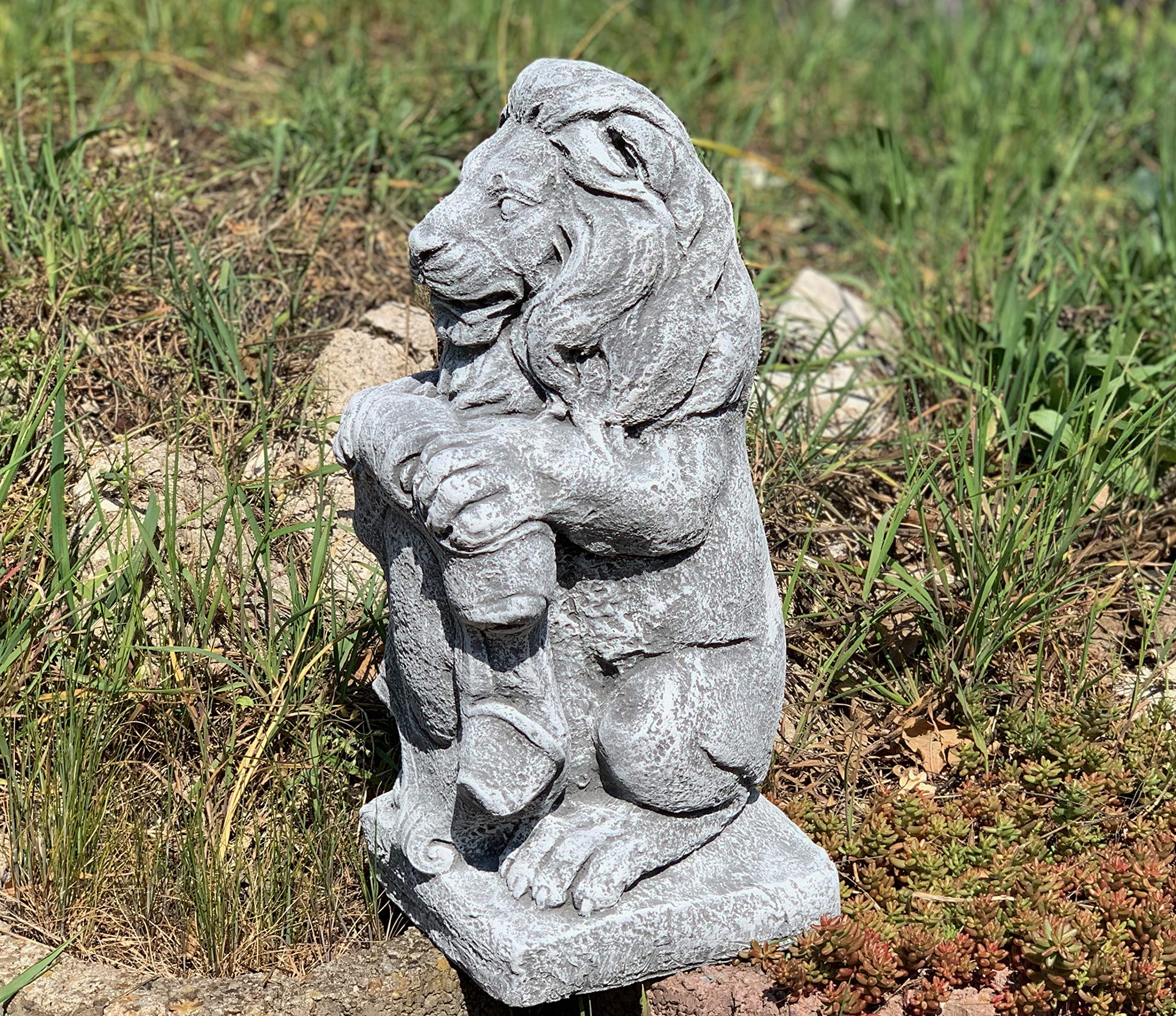 Stone and Style Sculpture en pierre Lion résistant au gel