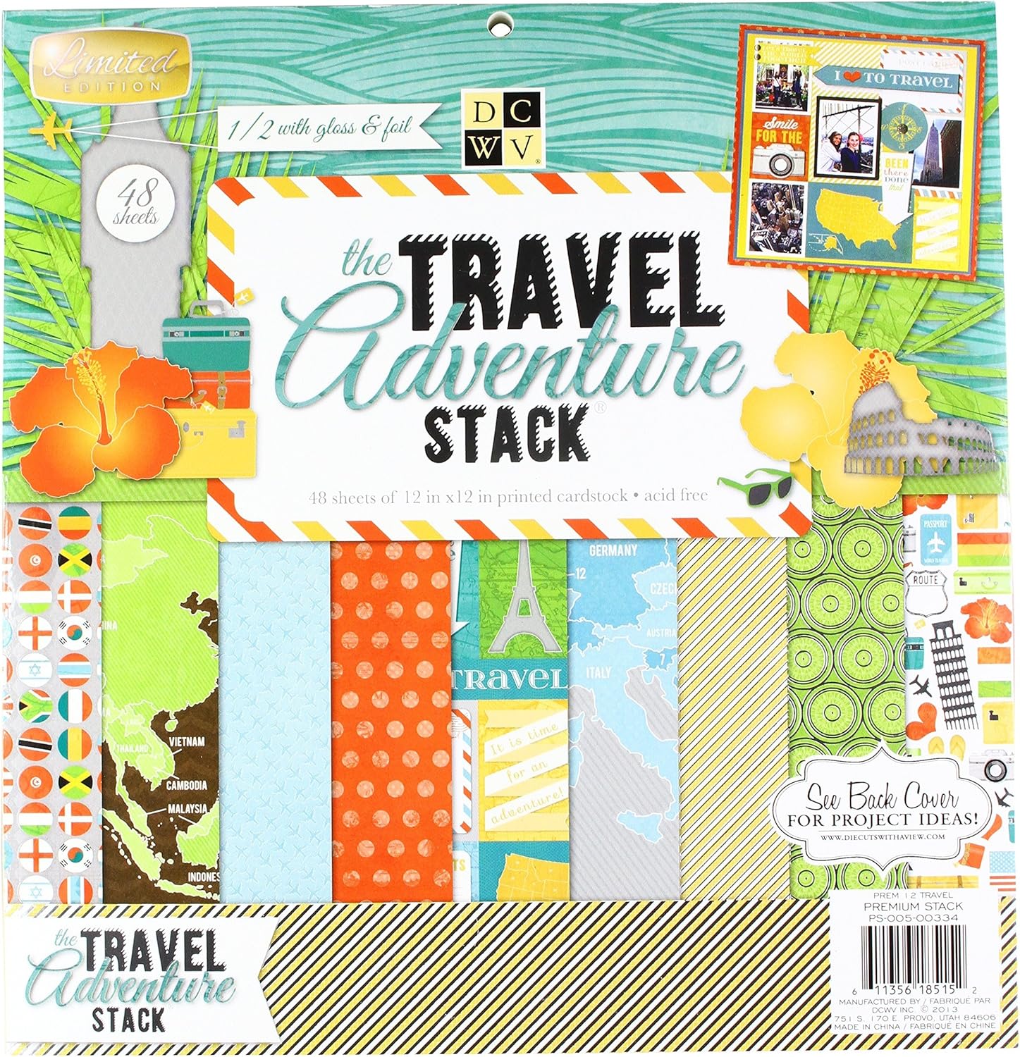 American Crafts 12 x 12 Inch Travel Adventure 48 Sheets Die