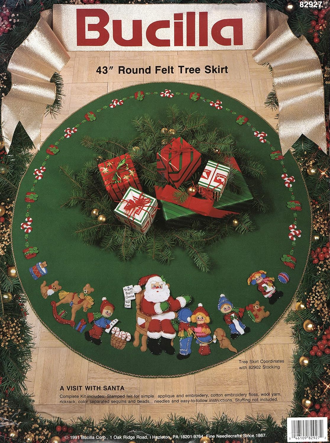 Bucilla A Visit with Santa Felt Applique Tree Skirt Kit 82927