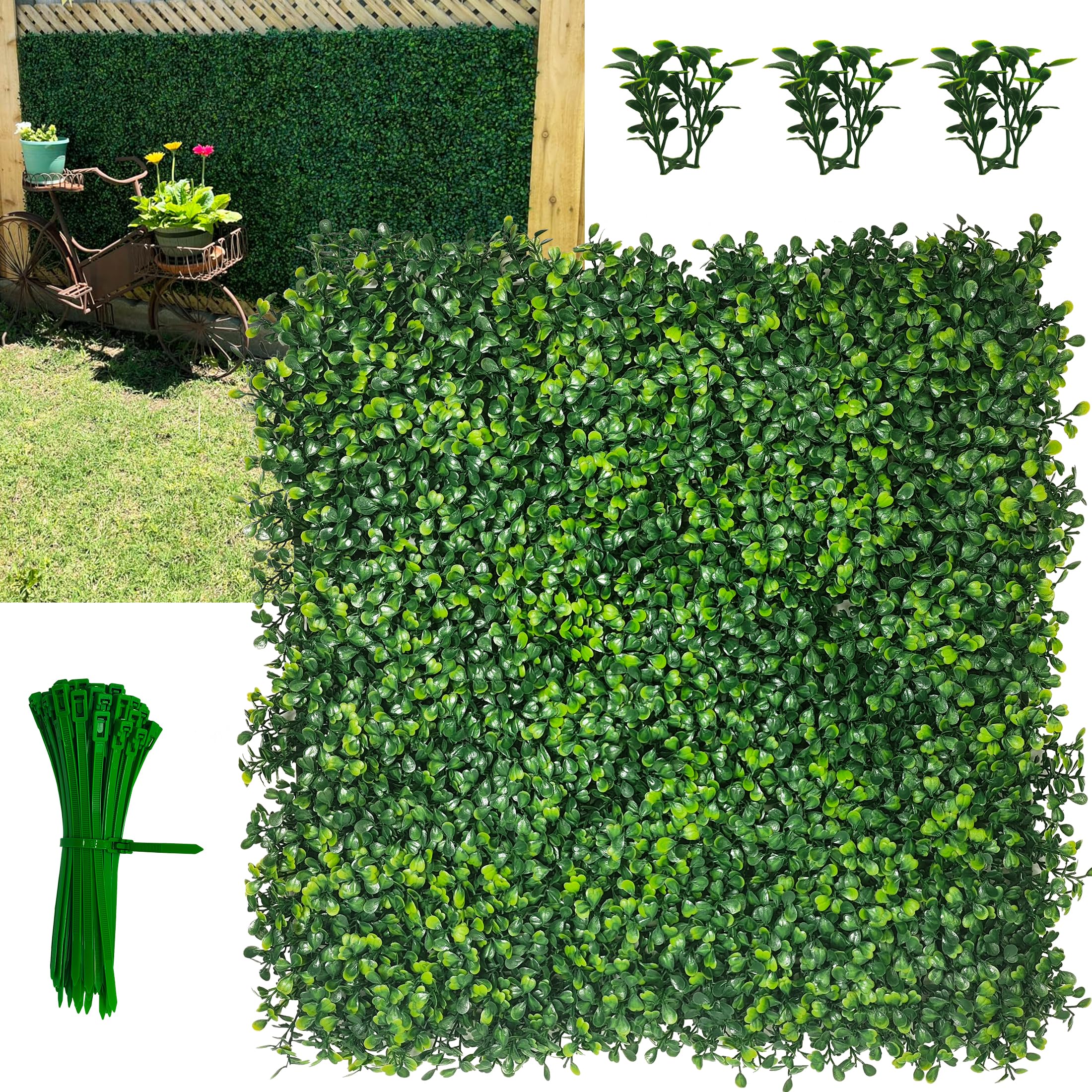 Photo 1 of DOPGIB 20"x 20"(24P), UV-Protected Artificial Boxwood Panels, 4-Layer Leaf